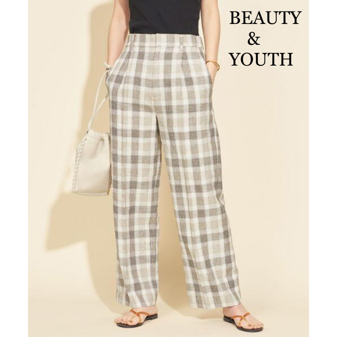 BEAUTY&YOUTH UNITED ARROWS - BEAUTY&YOUTH 麻ブレンドチェックサイド
