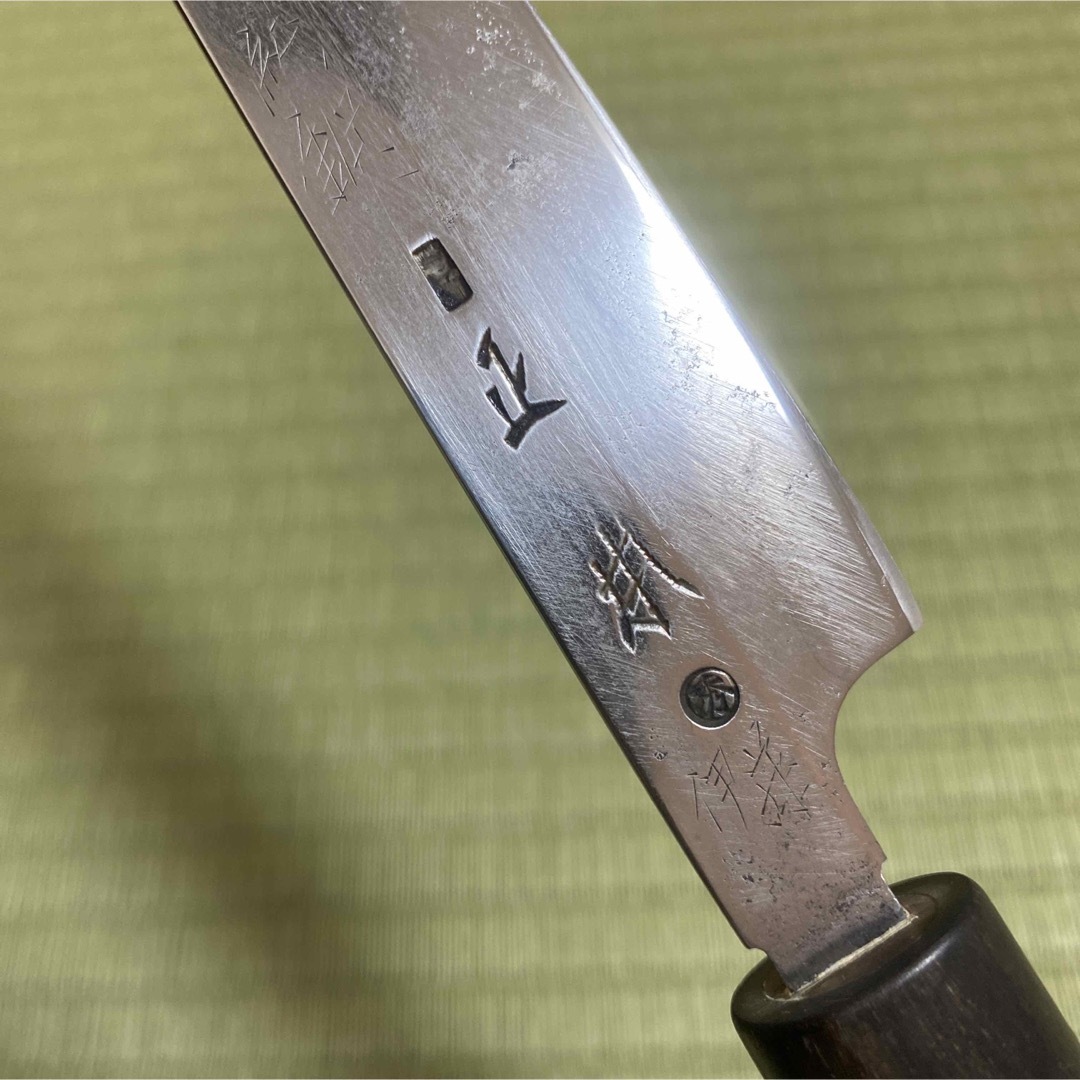 正本 本焼 柳刃 包丁 和包丁 純鋼 黒水牛 記名 錆跡 刺身包丁