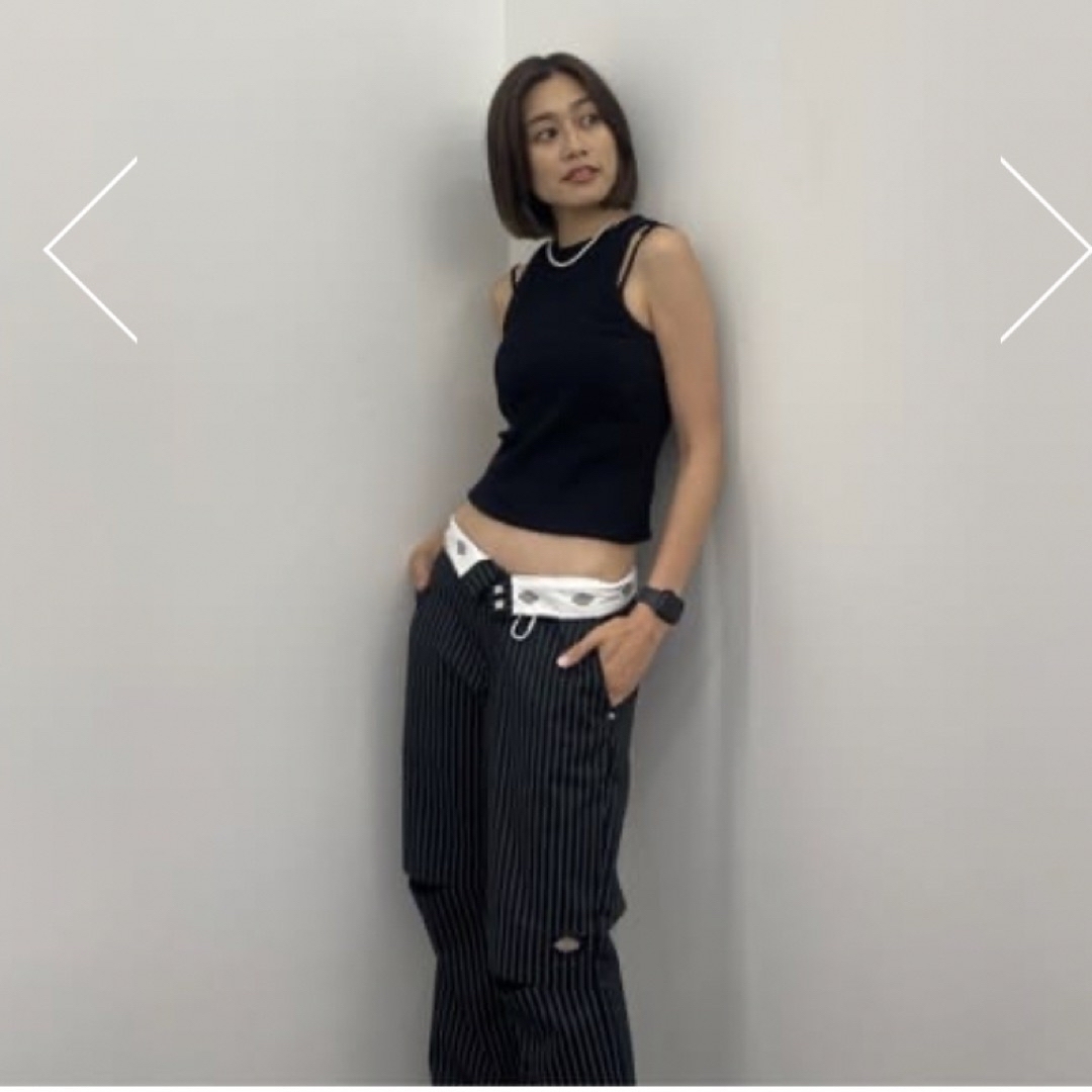 moussy - MOUSSY×DICKIES(R)KNEE SLIT パンツ♡ストライプの moussy - MOUSSY×DICKIES(R)KNEE SLIT パンツ♡ストライプの