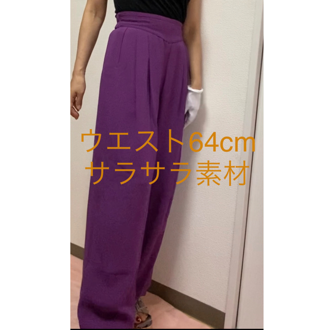 ワイドパンツ ガウチョパンツ パープル スラックス 秋服 秋物 Mくらいの通販 by キキ|ラクマ