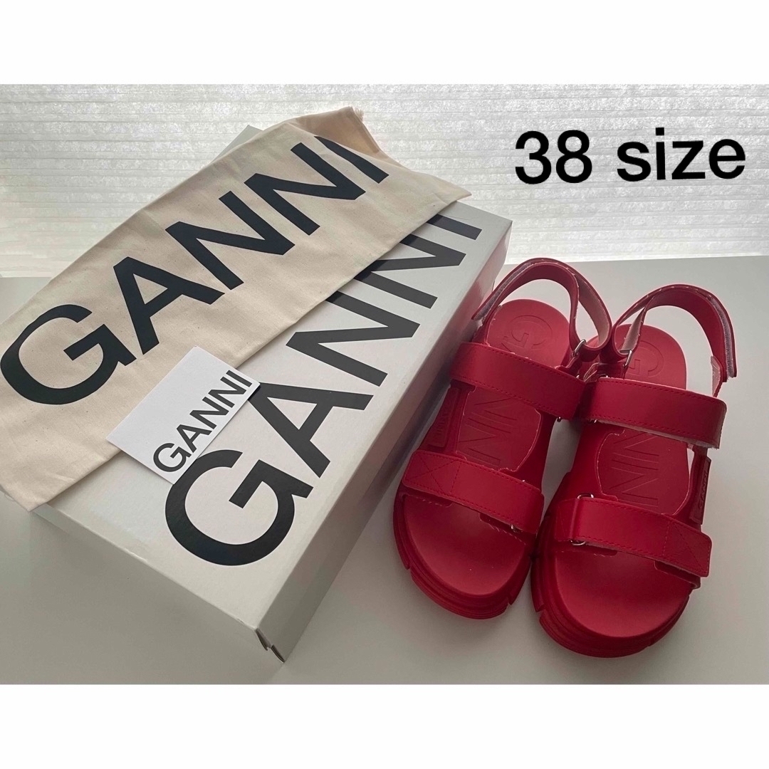 【新品】GANNI ガニー  レッド ラバー サンダル 38