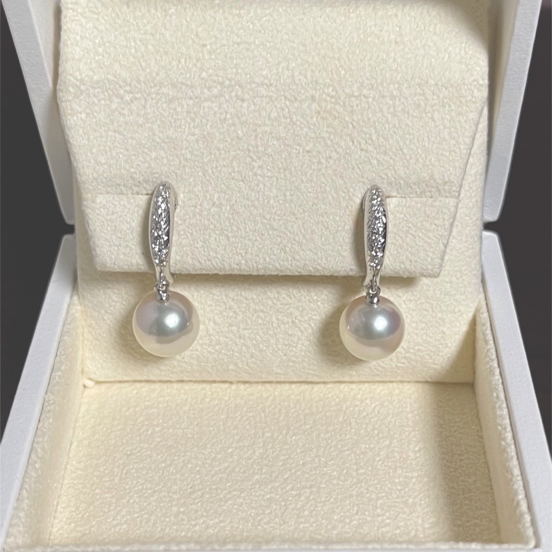 MIKIMOTO(ミキモト)の【超美品】Tasakiパールイヤリング9.5mmダイヤ付き　k18 レディースのアクセサリー(イヤリング)の商品写真