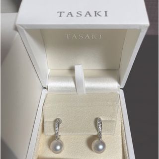 ミキモト(MIKIMOTO)の【超美品】Tasakiパールイヤリング9.5mmダイヤ付き　k18(イヤリング)