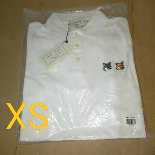 メゾンキツネ(MAISON KITSUNE')の新品未使用 XS メゾンキツネ ダブルフォックス 半袖ポロシャツ ホワイト(ポロシャツ)