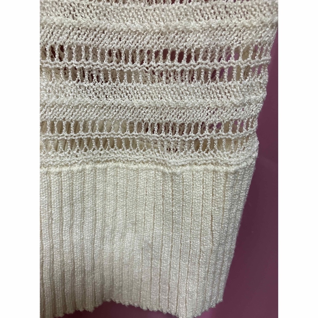 CECIL McBEE(セシルマクビー)のセシルドルマンスリーブ白ロングカーディガン羽織ニットメッシュ編み レディースのトップス(カーディガン)の商品写真