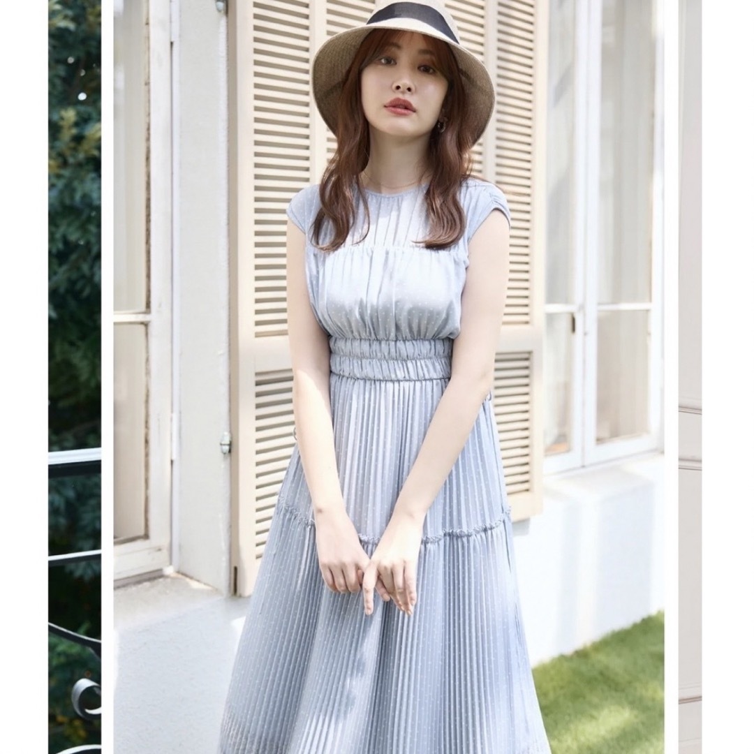 Pin Dot Pleated Long Dress☆ハーリップトゥ