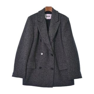 エムエスジイエム(MSGM)のMSGM チェスターコート 40(M位) グレーx黒(ヘリンボーン) 【古着】【中古】(チェスターコート)