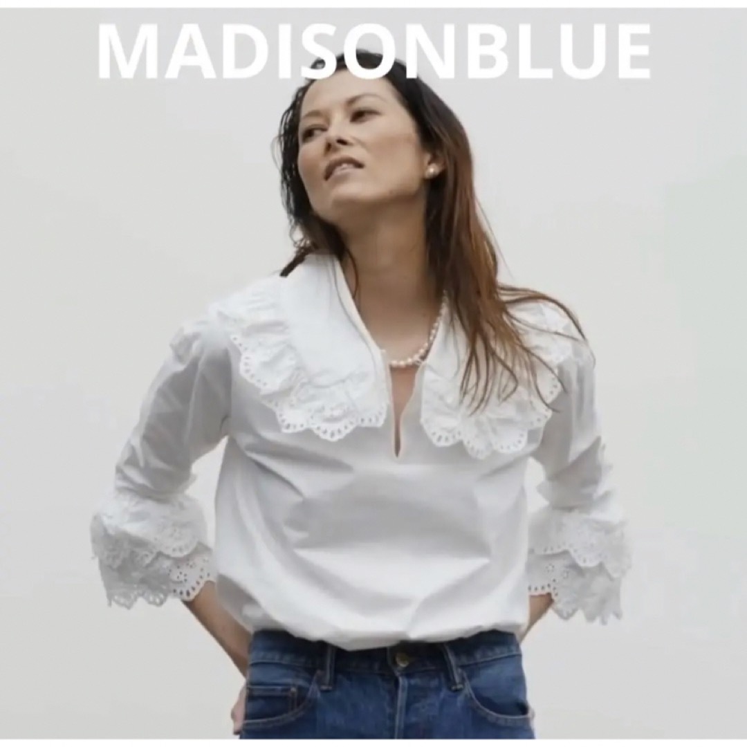 MADISONBLUE【MADISONBLUE】LaceFrilledWashedOut Shirt