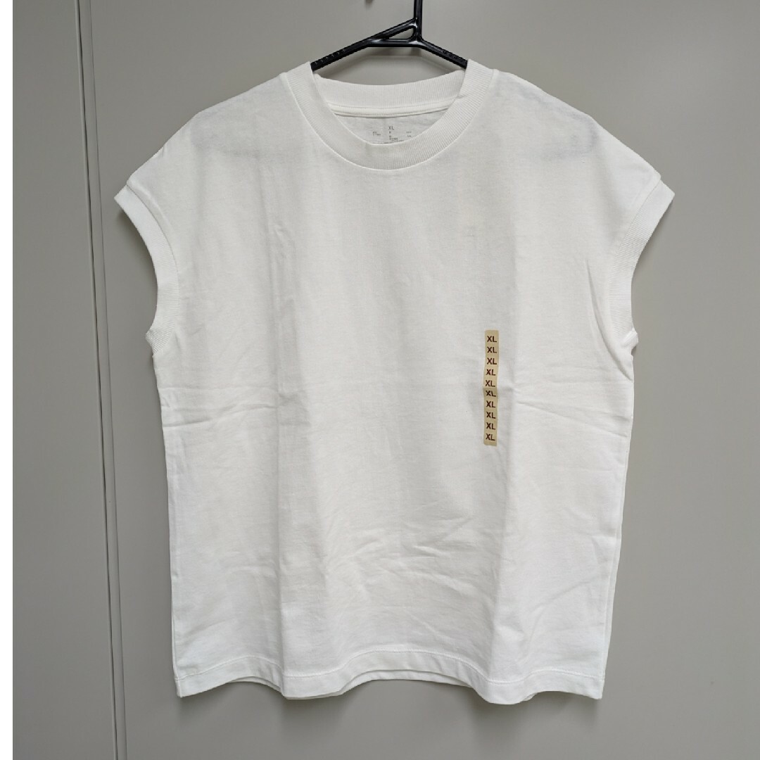 MUJI (無印良品)(ムジルシリョウヒン)の無印良品　タグ付き　太番手天竺編みフレンチスリーブTシャツ　白XL レディースのトップス(Tシャツ(半袖/袖なし))の商品写真