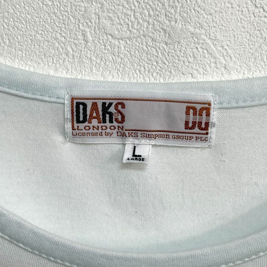 DAKS(ダックス)のダックス　ワンポイント　ダックスフンドワッペン　チェック　半袖カットソー　水色 レディースのトップス(Tシャツ(半袖/袖なし))の商品写真