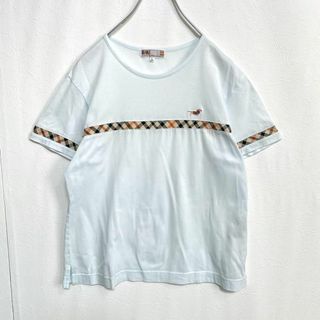 ダックス(DAKS)のダックス　ワンポイント　ダックスフンドワッペン　チェック　半袖カットソー　水色(Tシャツ(半袖/袖なし))