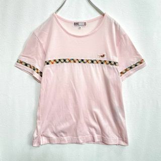 ダックス(DAKS)のダックス　ワッペン　チェック　ダックスフンド　半袖カットソー　ピンク　M(Tシャツ(半袖/袖なし))