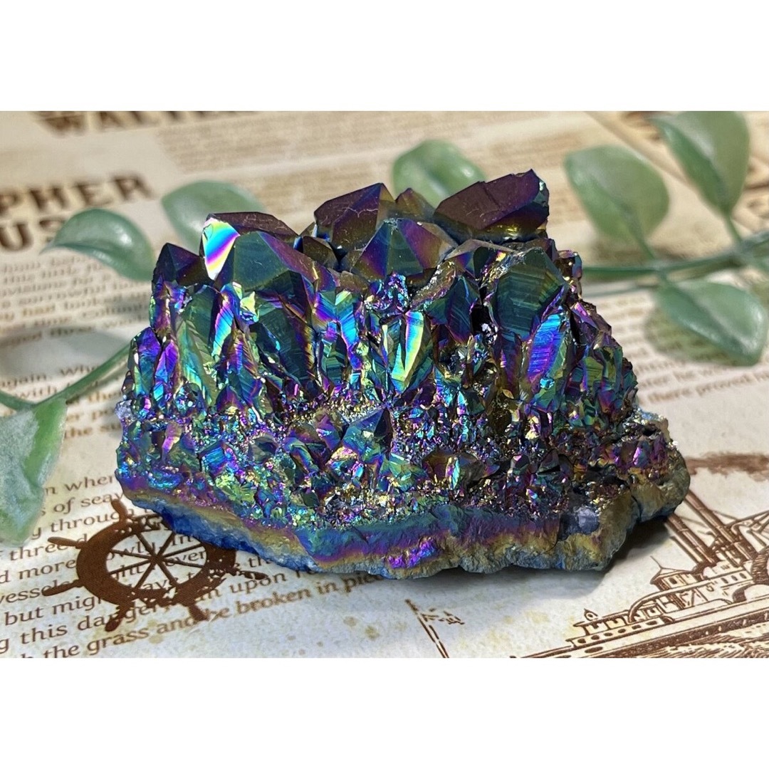 七色の夢໒꒱✨　オーラ　紫水晶　ラフストーン　原石　クラスター
