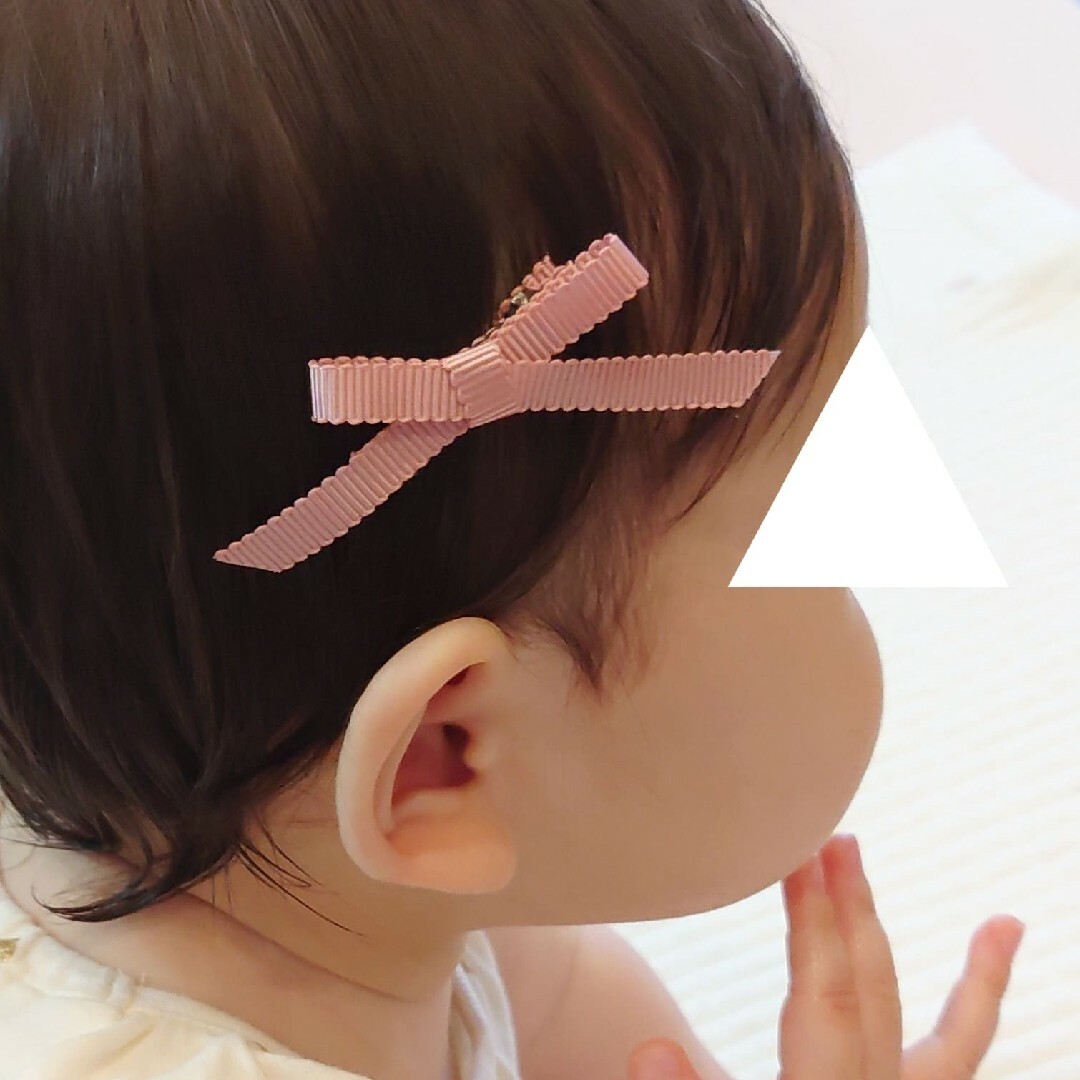 ベビーヘアクリップ ヘアピン ペタシャム りぼん クロス