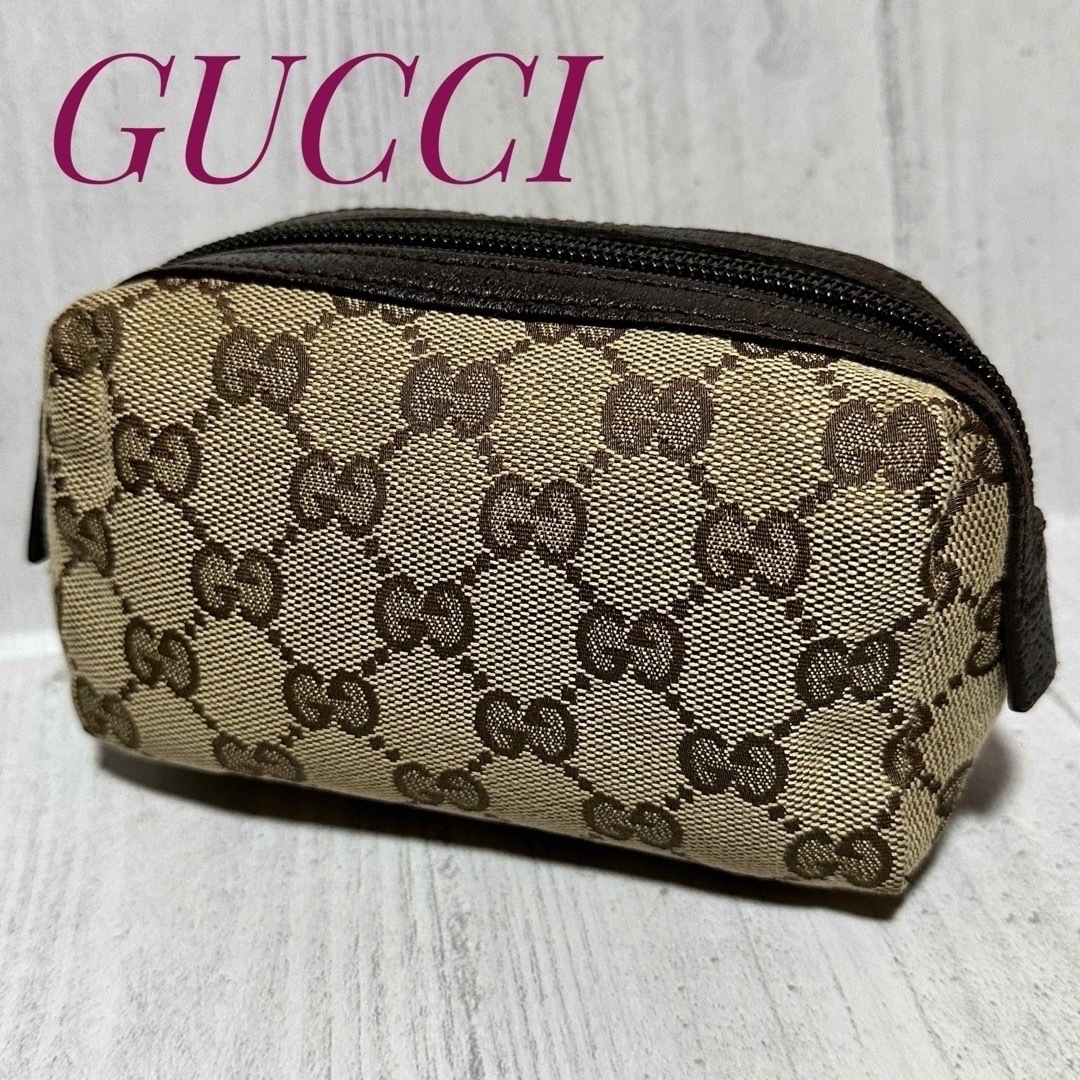 GUCCI ポーチ GGキャンバス 小物入れ メイクポーチ 化粧ポーチ