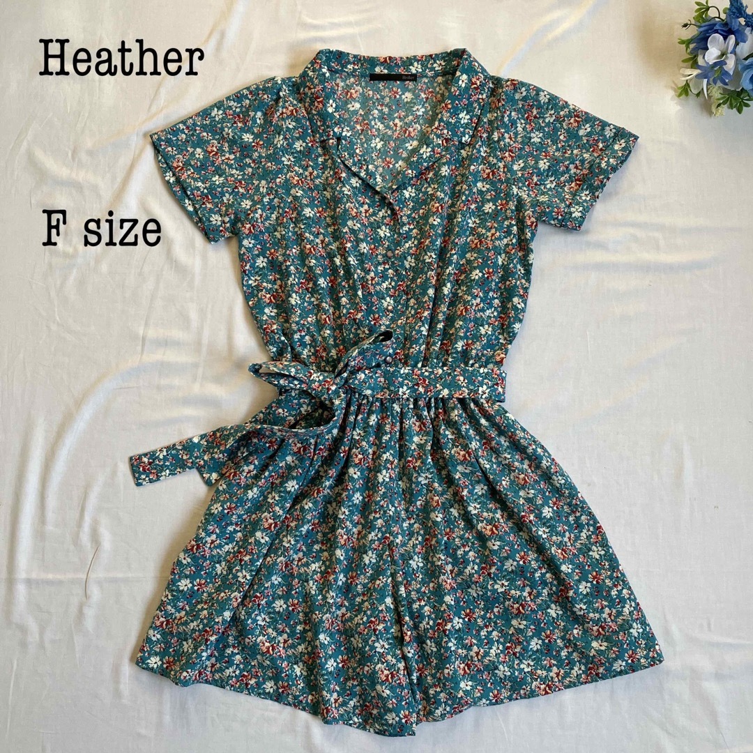 heather(ヘザー)の新品未使用 Heather ヘザー サロペット オールインワン 総柄 花柄 F レディースのパンツ(オールインワン)の商品写真