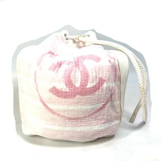 シャネル(CHANEL)のシャネル CHANEL CC ココマーク ボーダー パイル ビーチバッグ 肩掛け 巾着 カバン ショルダーバッグ コットン ピンク(ショルダーバッグ)