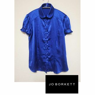 【JO BORKETT】　レディース　ブラウス　鮮やか　ブルー　半袖　香港製(シャツ/ブラウス(半袖/袖なし))