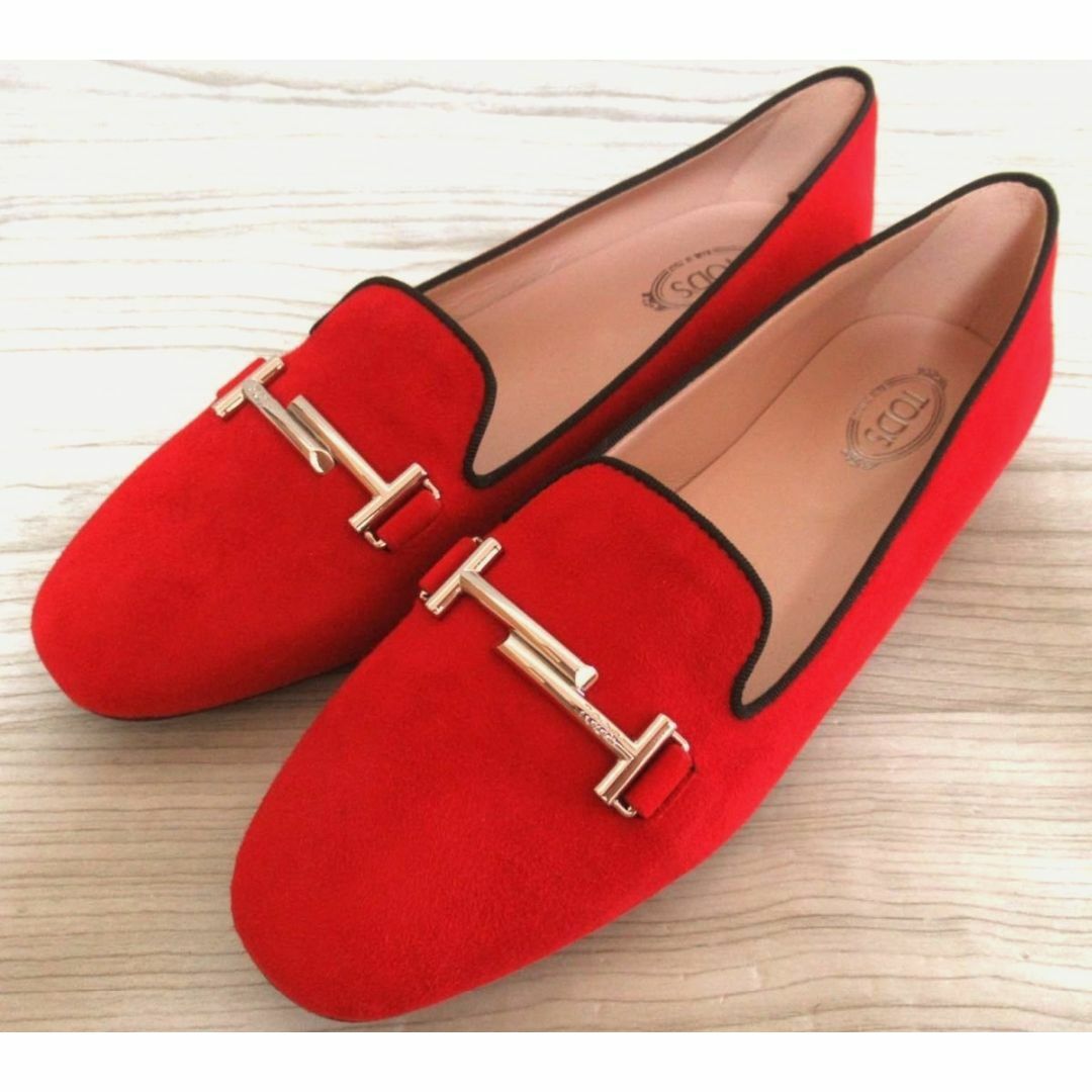 未使用◇TOD´S スエードフラットシューズ ダブルT パンプス 人気の