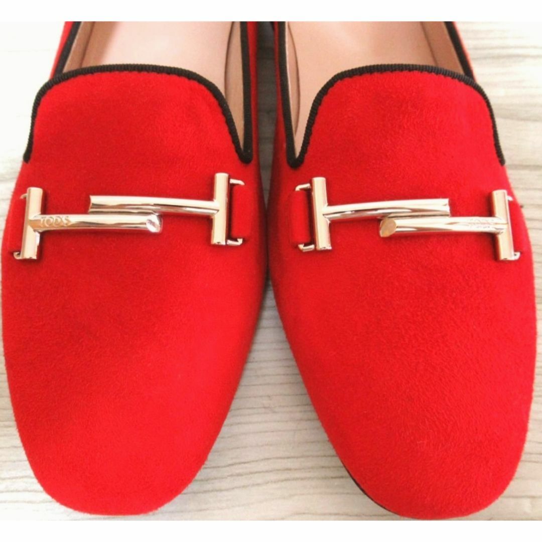 未使用◇TOD´S スエードフラットシューズ ダブルT パンプス 人気の