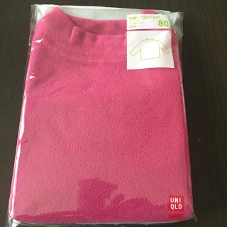 ユニクロ(UNIQLO)の新品♡フリースハイネックT♡ピンク 長袖 ユニクロ 80 タートルネックロンT (シャツ/カットソー)