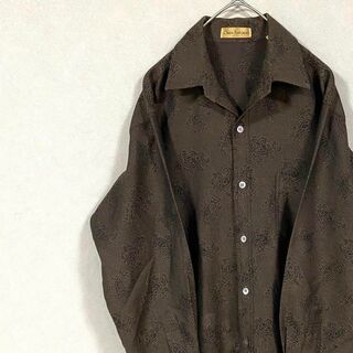 ナチュラルヴィンテージ(natuRAL vintage)のオープンカラーシャツ 長袖 ペイズリー 総柄 太アーム ヴィンテージ M ウール(シャツ)