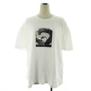 ZARA - ザラ Tシャツ カットソー 五分袖 クルーネック プリント L 白