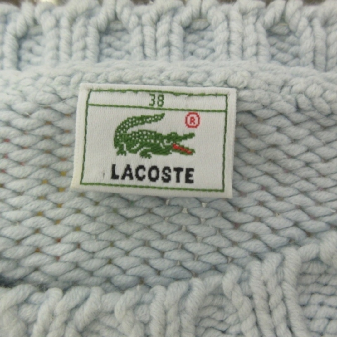 ラコステ LACOSTE ニット セーター 長袖 編み込み ロゴ 水色 38