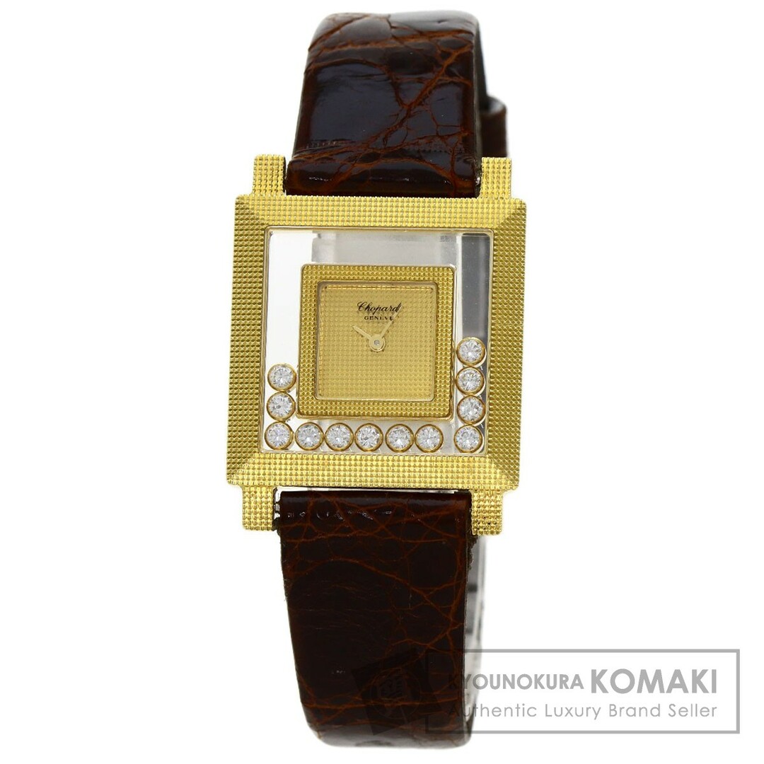 Chopard 21/3140 ハッピーダイヤモンド メーカーコンプリート 腕時計 K18YG 革 レディース