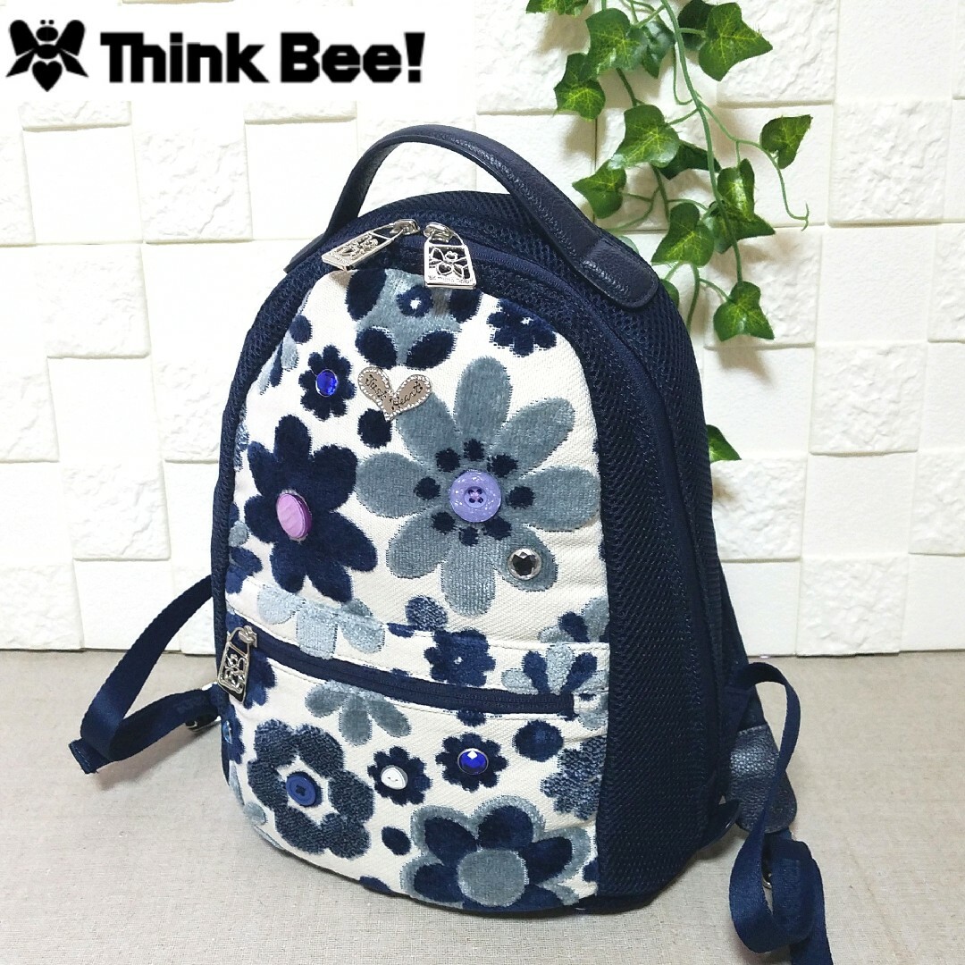 Think Bee! シンクビー！ リュック バックパック ブラック ビジュ 花-