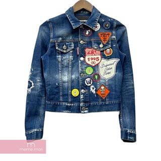 ディースクエアード(DSQUARED2)のDsquared2 Denim Jacket S75AM0548 ディースクエアード デニムジャケット ブルゾン ウォッシュ・リペア加工 パッチ ワッペン インディゴ サイズ36【230802】【中古-A】【me04】(その他)