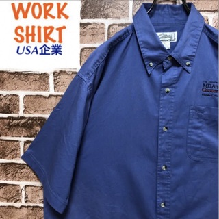 アメリカ古着 アメリカ企業 ワーク BD ライトブルー  シャツ 3XLサイズ(シャツ)