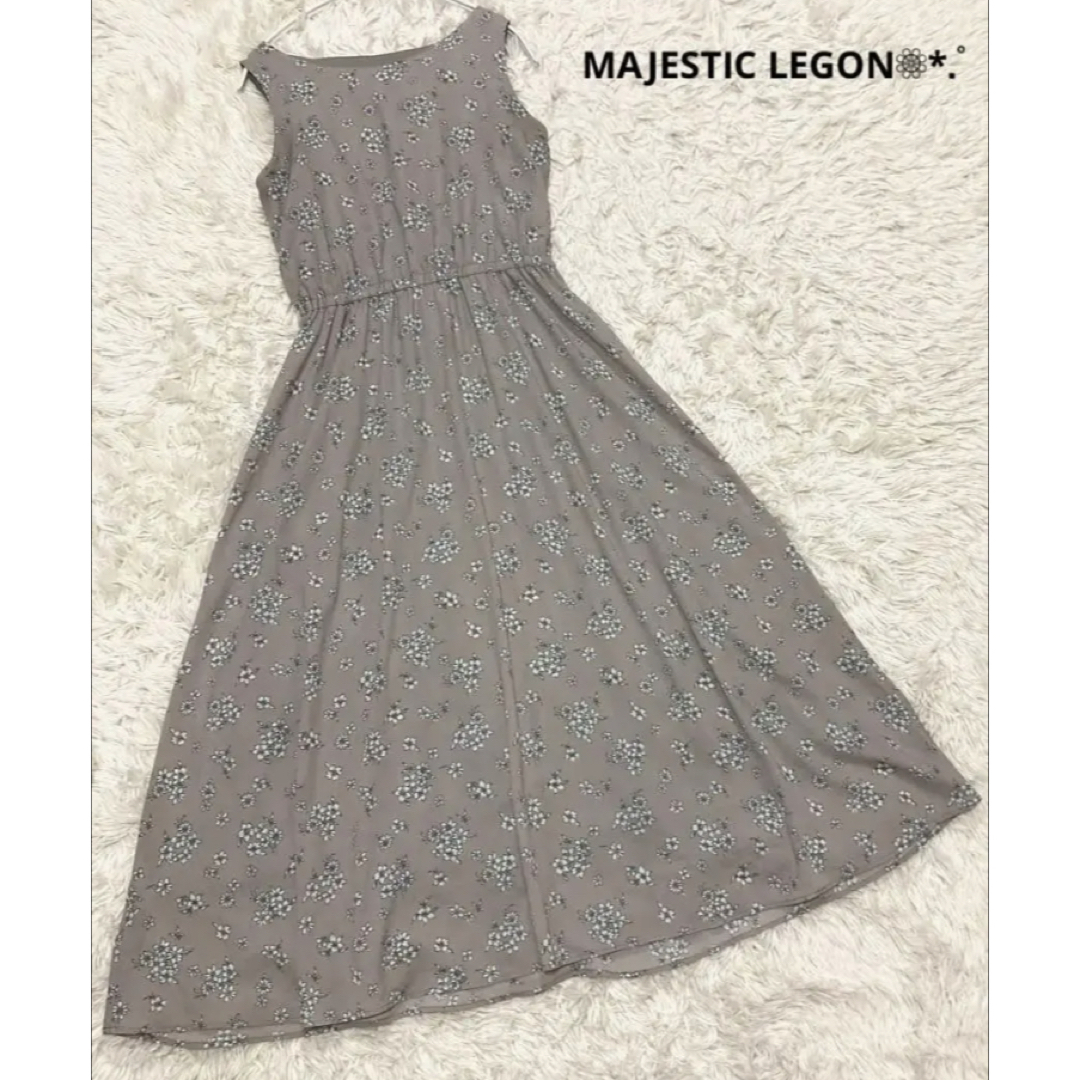 MAJESTIC LEGON(マジェスティックレゴン)のMAJESTIC LEGON ワンピース 花柄 後ろリボン 良品 レディースのワンピース(ロングワンピース/マキシワンピース)の商品写真