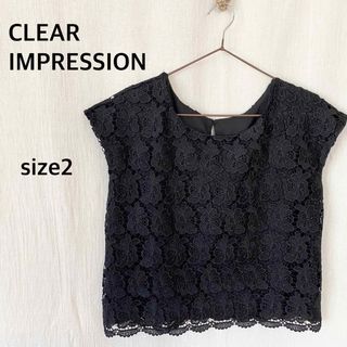 クリアインプレッション(CLEAR IMPRESSION)のCLEAR IMPRESSION ブラック　レース　半袖　トップス(カットソー(半袖/袖なし))