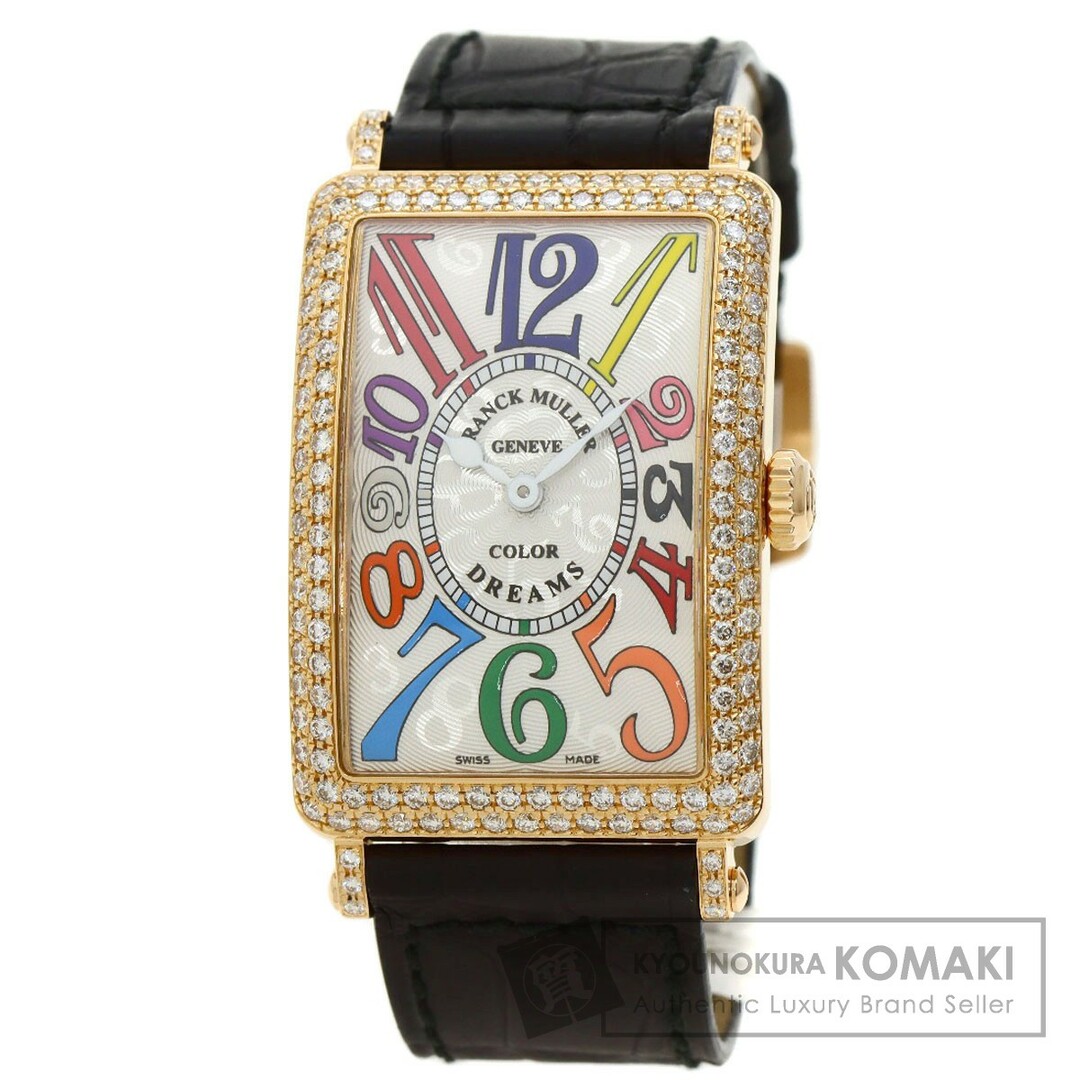 FRANCK MULLER 952QZD ロングアイランド カラードリーム 腕時計 K18PG 革 ダイヤモンド メンズ