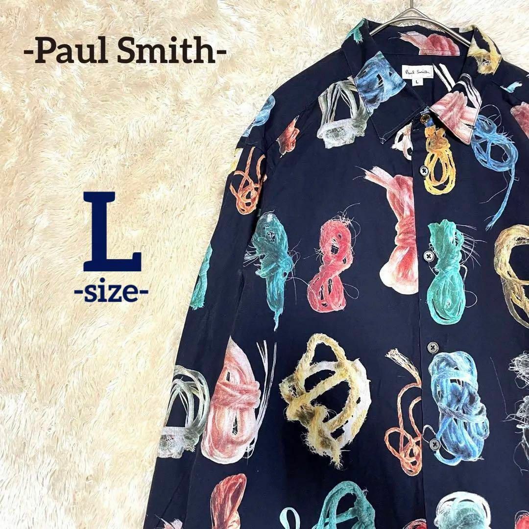 即発送可 送料込み 【Paul Smith/希少/美品】長袖シャツ【紐/総柄
