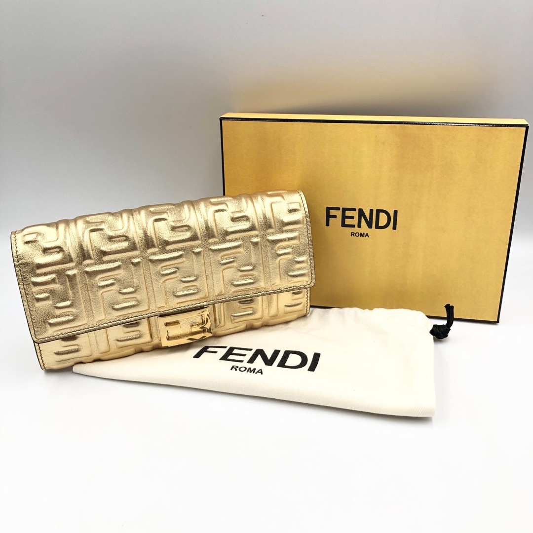 フェンディ FENDI バゲット コンチネンタル財布 ゴールド