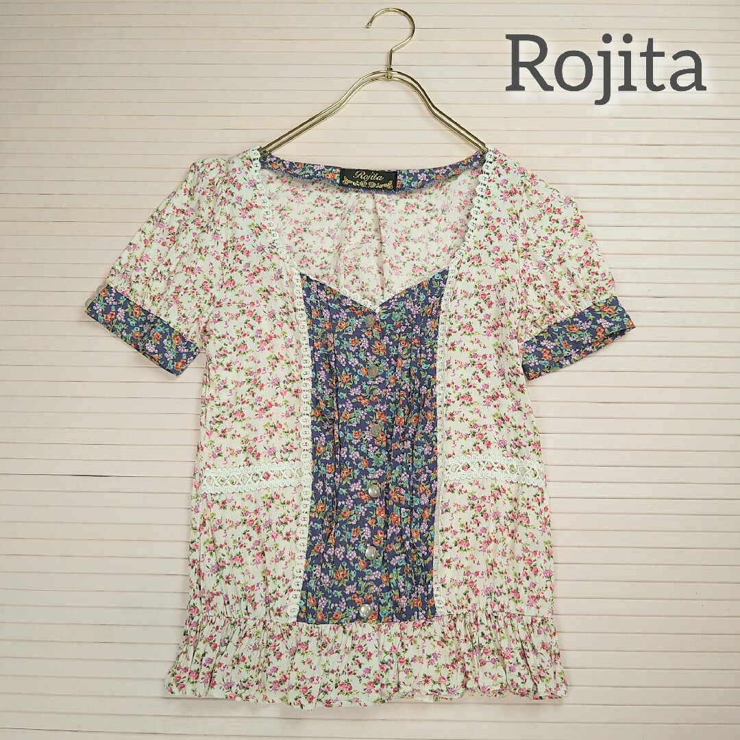 ROJITA Rojita ロジータ レース付き小花柄ブラウス フリル パフスリーブ ガーリーの通販 by MoNeko|ロジータならラクマ Rojita ロジータ 花柄チュニック シフォン レース 七分袖