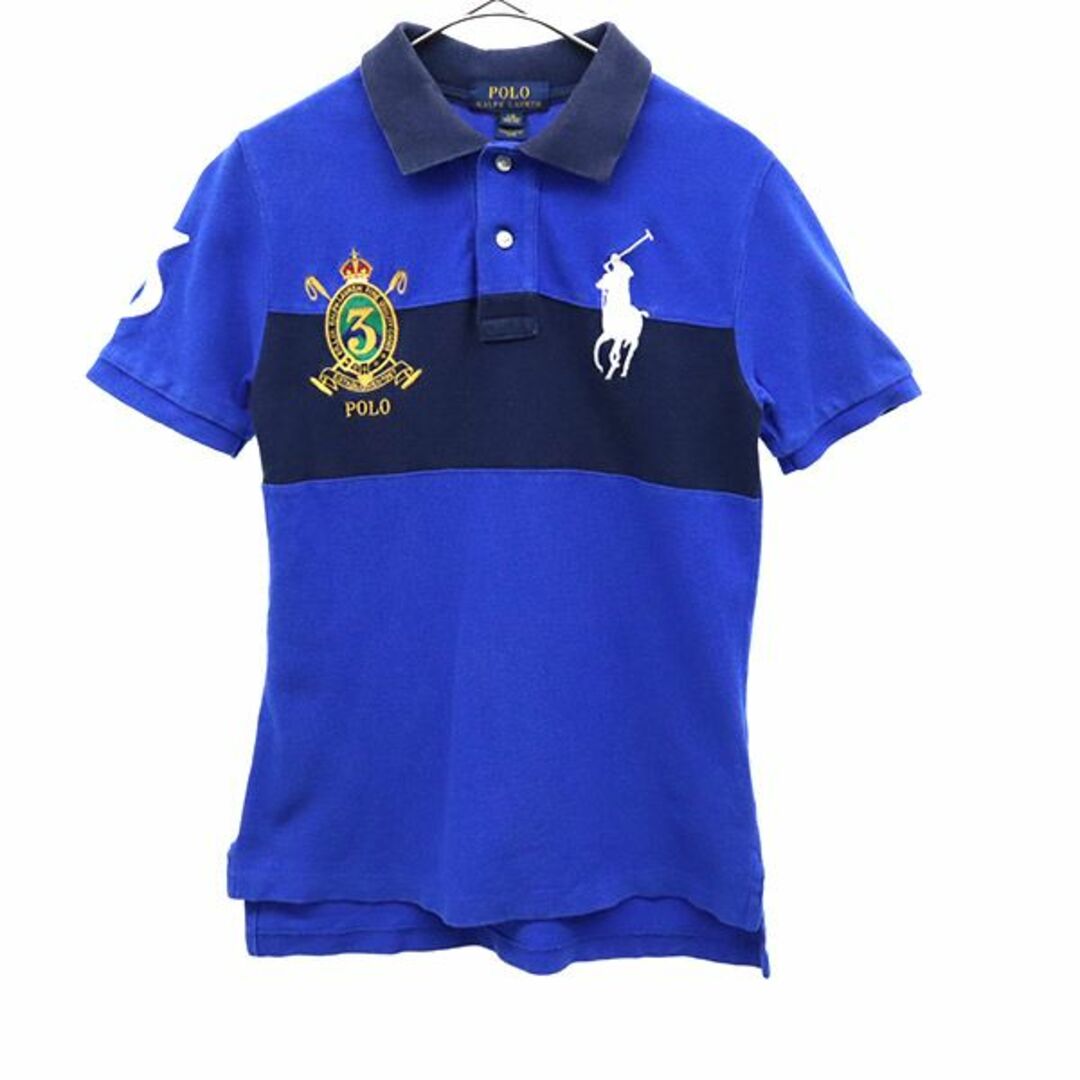 ポロラルフローレン 刺繍 半袖 ポロシャツ S（8） ブルー POLO RALPH LAUREN 鹿の子地 ロゴ キッズ 【中古】 【230803】  | フリマアプリ ラクマ