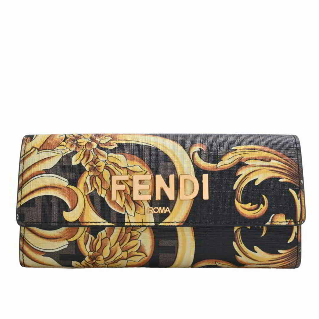 FENDI フェンディ VERSACEコラボ フェンダーチェ チェーン ショルダーウォレット 長財布 8M0365 ブラック/イエロー by