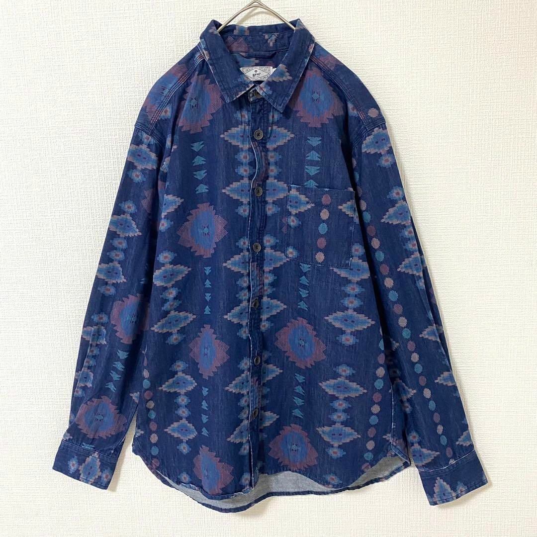 natuRAL vintage - シャツ 長袖 幾何学模様 総柄 L ヴィンテージの通販 ...