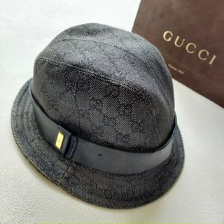 グッチ(Gucci)のGUCCI　GG柄　デニム　レザー　ハット　メンズ　レディース　M(ハット)