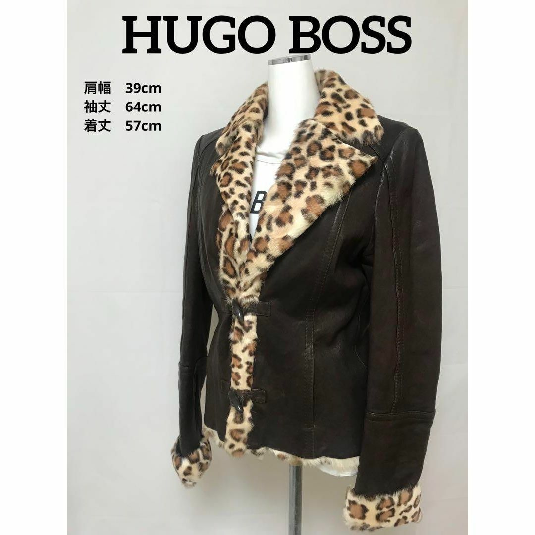 美品【HUGO BOSS】リアル レザージャケット 本革 ヒョウ柄 ヒューゴ