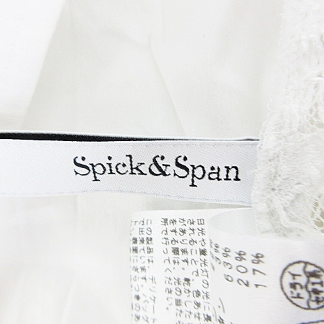 Spick & Span(スピックアンドスパン)のスピック&スパン ブラウス カットソー 半袖 薄手 切替 レース コットン 白 レディースのトップス(シャツ/ブラウス(半袖/袖なし))の商品写真