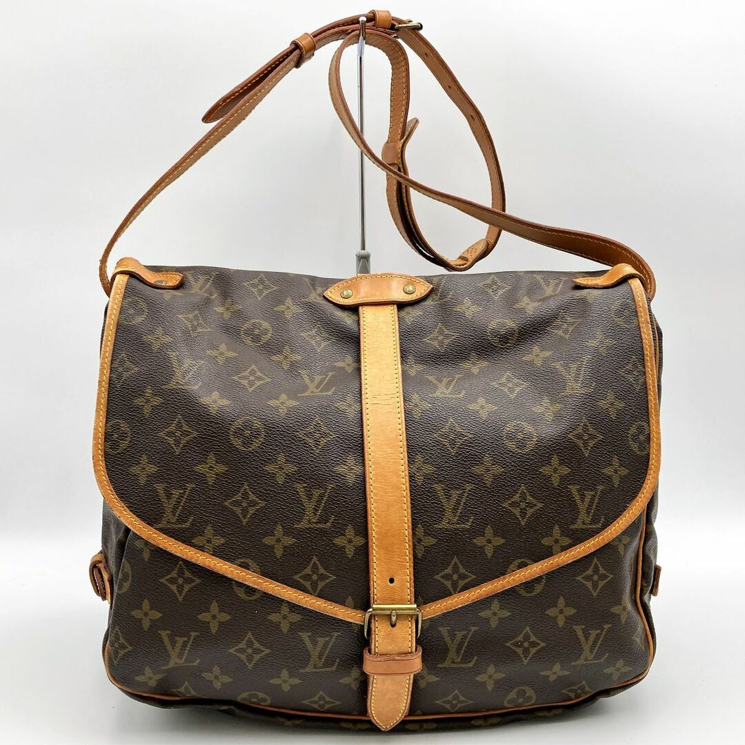 LOUIS VUITTON ルイ・ヴィトン  モノグラム ソミュール35(廃盤)  M42254 ショルダーバッグ バッグ ブラウン PVC レディース USED