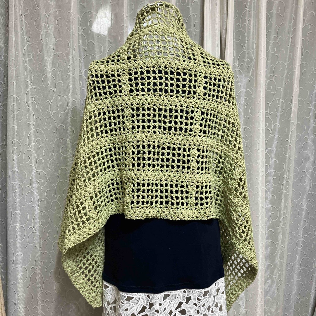 手編み☆幅広ストール ハンドメイドのファッション小物(マフラー/ストール)の商品写真
