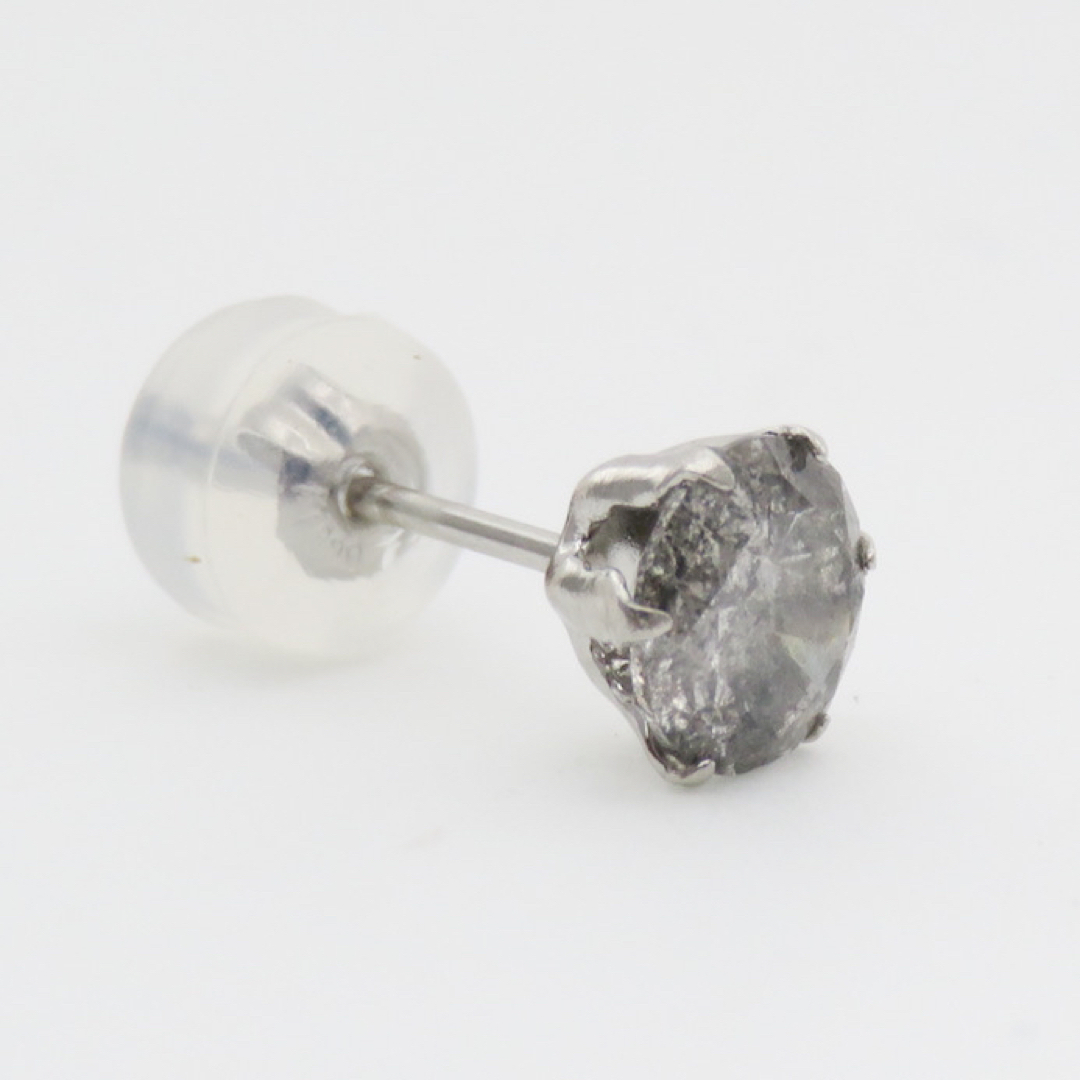 Pt900 天然ダイヤモンド0.5ct 片耳ピアス グレー系カラーダイヤ　新品 2