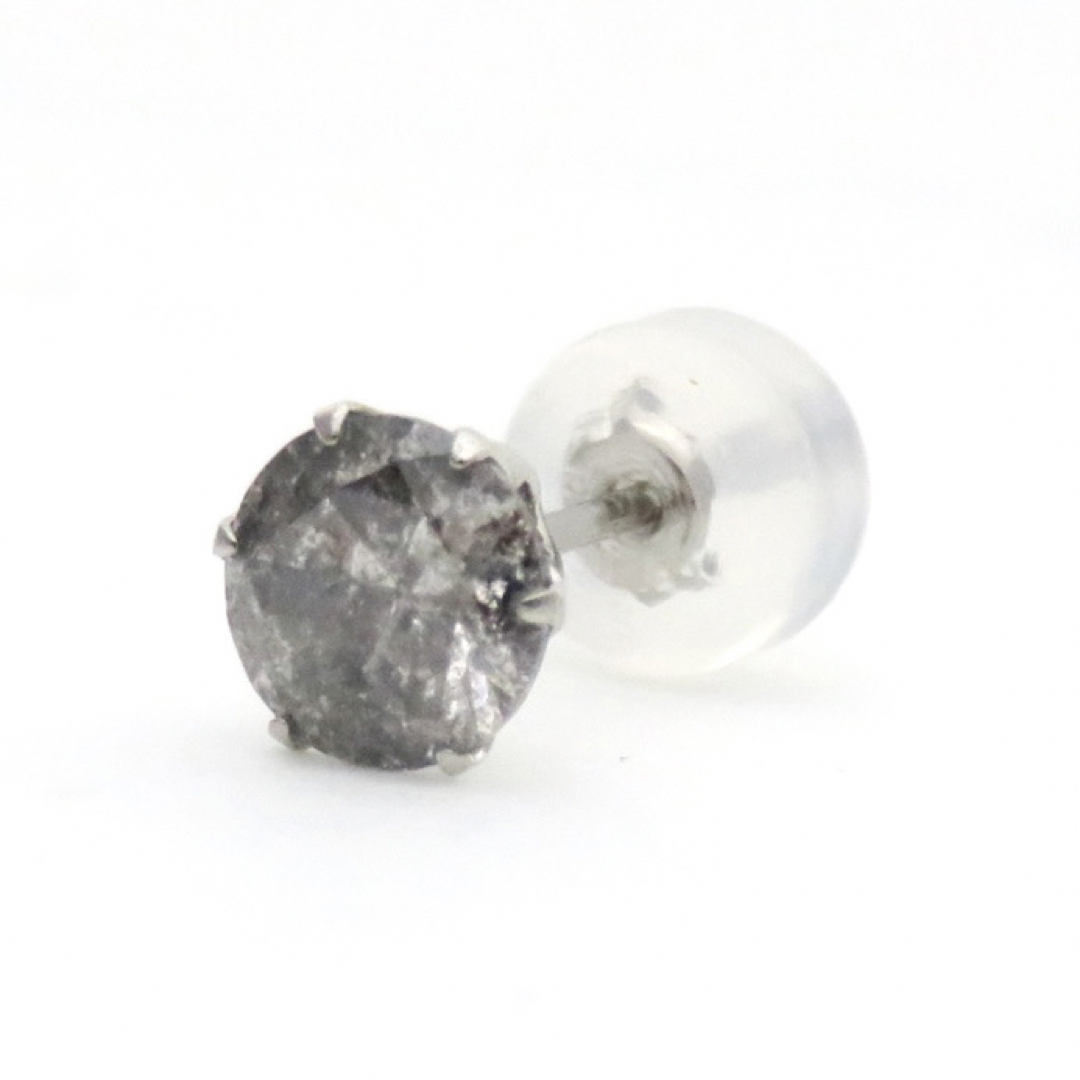 Pt900 天然ダイヤモンド0.5ct 片耳ピアス グレー系カラーダイヤ　新品