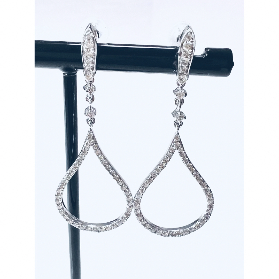 K18WGダイヤモンドピアス ティアドロップ 1ct
