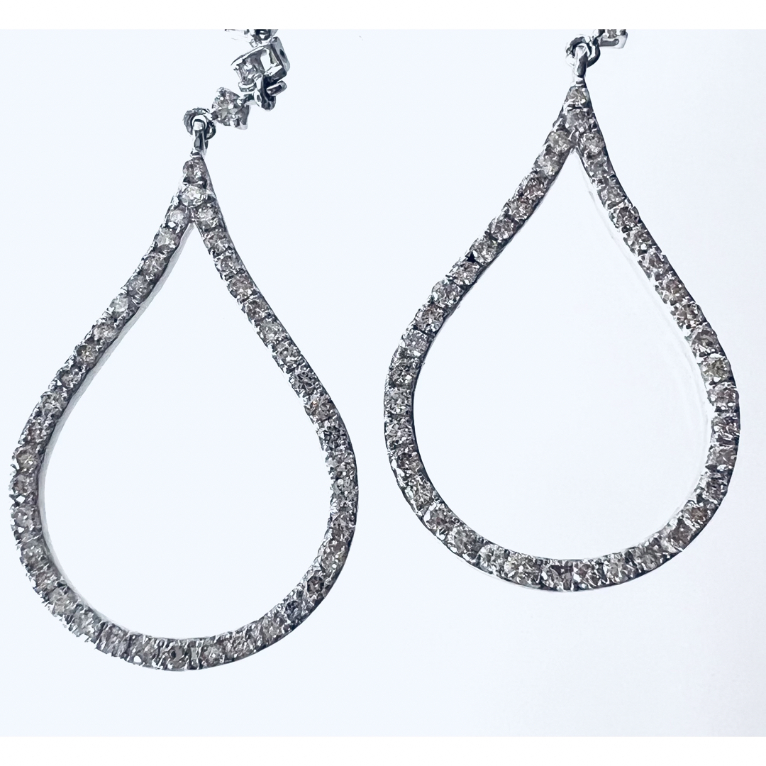 K18WGダイヤモンドピアス ティアドロップ 1ct